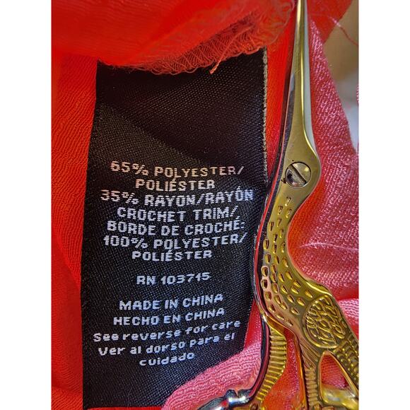 ZAC AND RACHEL Coral Square Lace Neck 3/4 Bell Sleeve Boho Top Large - Picture 7 of 8